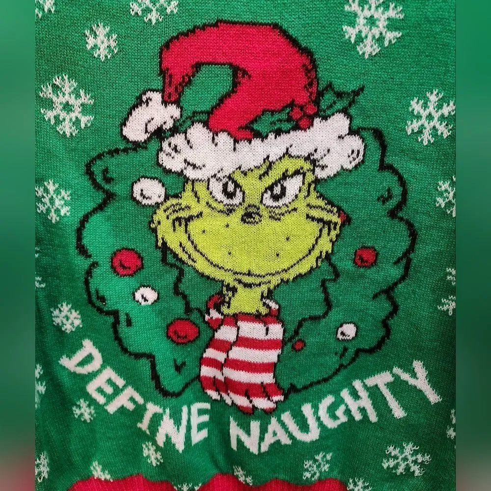 Nwt The Grinch Ugly Christmas Sweater Define Naughty